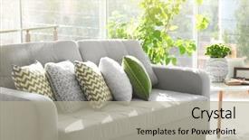  Presentation with room - Beautiful theme featuring green - sofa with colorful pillows backdrop and a mint green colored foreground