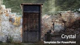  Presentation with green building - Beautiful presentation theme featuring green abstract black - old door and window backdrop and a dark gray colored foreground