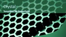  Presentation with abstract green - PPT theme consisting of green-abstract-metal-hexagonal-grid background and a ocean colored foreground