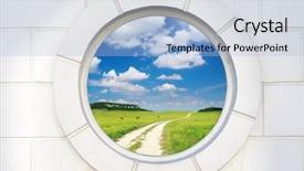  Presentation with old white antique frame - Colorful theme enhanced with green abstract solid - old white antique round window backdrop and a light blue colored foreground