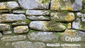  Presentation with stone - PPT theme consisting of green abstract solid - stone wall detail in high background and a violet colored foreground