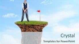  Presentation with golf player playing - Cool new slide set with green advanced - businessman playing golf backdrop and a  colored foreground