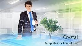  Presentation with high tech - Cool new slide set with iso international standards organization quality backdrop and a  colored foreground.