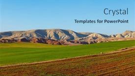  Presentation with agriculture - Slide set consisting of green-agriculture-and-desertic-mountain background and a light blue colored foreground