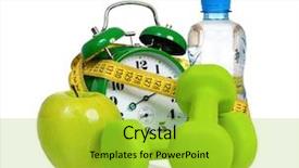  Presentation with green apple - Slide set featuring green alarm clock apple bottle background and a yellow colored foreground