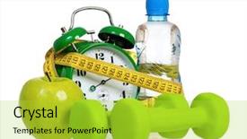  Presentation with green apple - Theme enhanced with green alarm clock apple bottle background and a yellow colored foreground