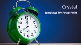  Presentation with dark blue green - Audience pleasing slide deck consisting of green-alarm-clock-on-dark backdrop and a navy blue colored foreground