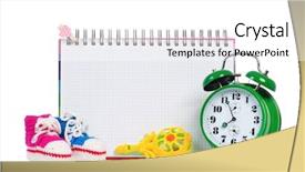  Presentation with white green - Cool new slides with green alarm clock with baby backdrop and a white colored foreground