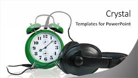  Presentation with white green - Presentation featuring green alarm clock with headphones background and a  colored foreground