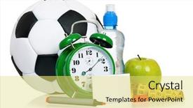  Presentation with green apple - PPT theme consisting of green alarm clock with soccer background and a yellow colored foreground