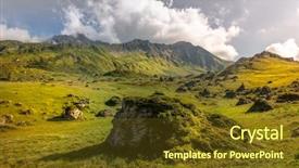  Presentation with green pastures - Slide deck featuring green alpine pastures high up background and a  colored foreground