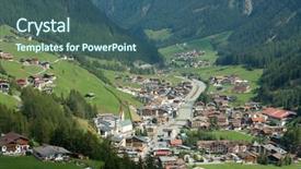  Presentation with river valley - Colorful theme enhanced with green alpine valley with nice small town and river backdrop and a ocean colored foreground