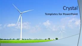  Presentation with green power - Slides with green alternative clean power wind turbines in field background and a light blue colored foreground