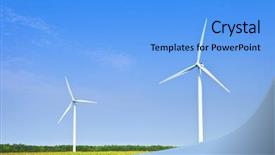  Presentation with green power - Audience pleasing slides consisting of green alternative clean power wind turbines in field backdrop and a light blue colored foreground