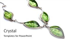  Presentation with green ourdoors - Beautiful presentation theme featuring green amber necklace isolated backdrop and a white colored foreground