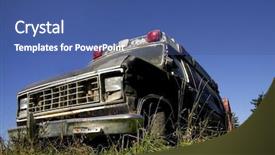  Presentation with ambulance - PPT theme consisting of green ambulances - old broken ambulance with blue background and a  colored foreground