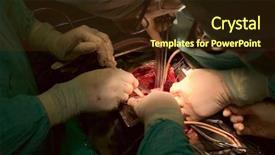  Presentation with operation room - Colorful PPT layouts enhanced with green ambulances - surgeons in operation room backdrop and a tawny brown colored foreground