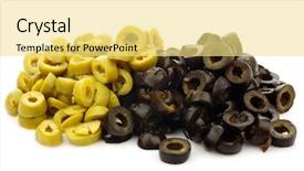  Presentation with olive green - Beautiful presentation featuring green and black cut olive backdrop and a yellow colored foreground