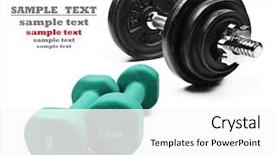 Presentation with pure white - Colorful slides enhanced with green and black dumbbells on a pure white background with space for text backdrop and a white colored foreground