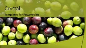  Presentation with olive green - Cool new PPT theme with green and black olive background backdrop and a gold colored foreground