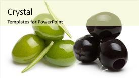  Presentation with olive green - Presentation theme featuring green and black olives background and a  colored foreground