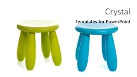  Presentation with blue green - Audience pleasing theme consisting of green-and-blue-little-stools backdrop and a white colored foreground