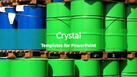  Presentation with drums - Beautiful PPT theme featuring green and blue oil drums backdrop and a shamrock green colored foreground