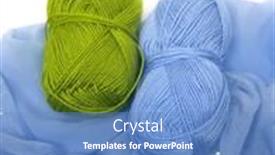  Presentation with blue green - Presentation consisting of green-and-blue-yarn-balls background and a teal colored foreground