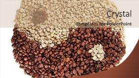  Presentation with green coffee beans - Presentation design having green and brown coffee beans background and a coral colored foreground