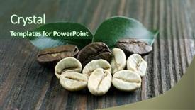  Presentation with green coffee beans - PPT theme consisting of green and brown coffee beans background and a  colored foreground