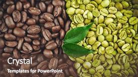  Presentation with green coffee beans - Colorful presentation theme enhanced with green and brown coffee beans backdrop and a tawny brown colored foreground