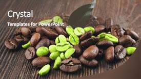  Presentation with green coffee beans - Beautiful presentation theme featuring green and brown coffee beans backdrop and a tawny brown colored foreground