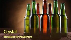  Presentation with beer bottle - Slide deck having green and brown glass bottles background and a tawny brown colored foreground