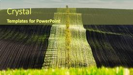  Presentation with green waves - Beautiful slide set featuring green-and-brown-waves backdrop and a tawny brown colored foreground