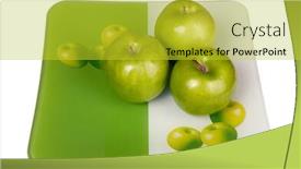  Presentation with green apples - Slide set enhanced with green and fresh apples on a white background background and a yellow colored foreground