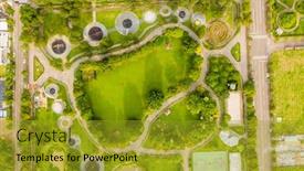  Presentation with green city - Presentation featuring green-and-funny-park background and a gold colored foreground