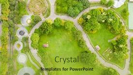  Presentation with green city - Audience pleasing presentation design consisting of green-and-funny-park backdrop and a yellow colored foreground