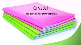 Presentation with green notebook - Slide deck enhanced with green and pink notebook isolated background and a lavender colored foreground