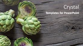  Presentation with edible flower - Beautiful presentation featuring green-and-purple-artichoke-flower backdrop and a gray colored foreground
