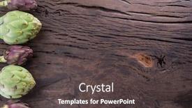  Presentation with edible flower - PPT theme with green-and-purple-artichoke-flower background and a dark gray colored foreground