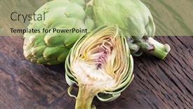  Presentation with edible flower - Theme with green-and-purple-artichoke-flower background and a mint green colored foreground