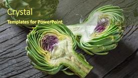  Presentation with edible flower - Cool new slide deck with green-and-purple-artichoke-flower backdrop and a tawny brown colored foreground