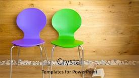  Presentation with purple green - PPT theme featuring green and purple chairs background and a yellow colored foreground