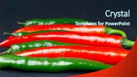  Presentation with spicy food - PPT theme consisting of green and red chili peppers background and a wine colored foreground