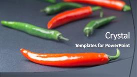  Presentation with spicy food - Theme enhanced with green and red chili peppers background and a gray colored foreground