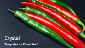  Presentation with spicy food - Beautiful slide set featuring green and red chili peppers backdrop and a tawny brown colored foreground
