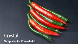  Presentation with spicy food - Presentation theme consisting of green and red chili peppers background and a dark gray colored foreground