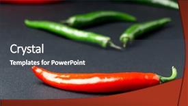  Presentation with spicy food - Audience pleasing PPT layouts consisting of green and red chili peppers backdrop and a dark gray colored foreground