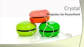  Presentation with white green - Presentation theme with green-and-red-yoyos background and a sky blue colored foreground