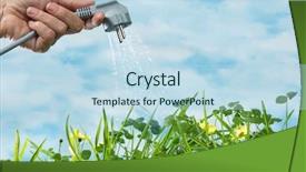  Presentation with green plug - Beautiful PPT theme featuring green and renewable energy backdrop and a sky blue colored foreground